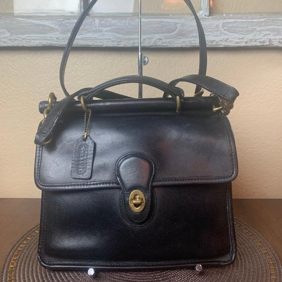 VTG Coach Bag Willis No H8O-9927 Black Cowhide Leather Nickel - Picture 1 of 7